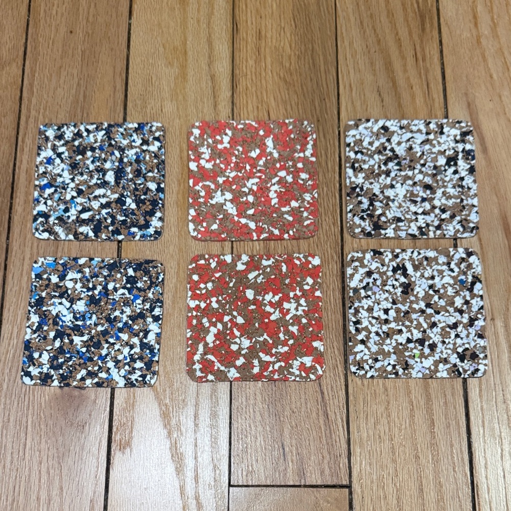 Set of 6 Square Cork Coasters (3.75” x 3.75”)